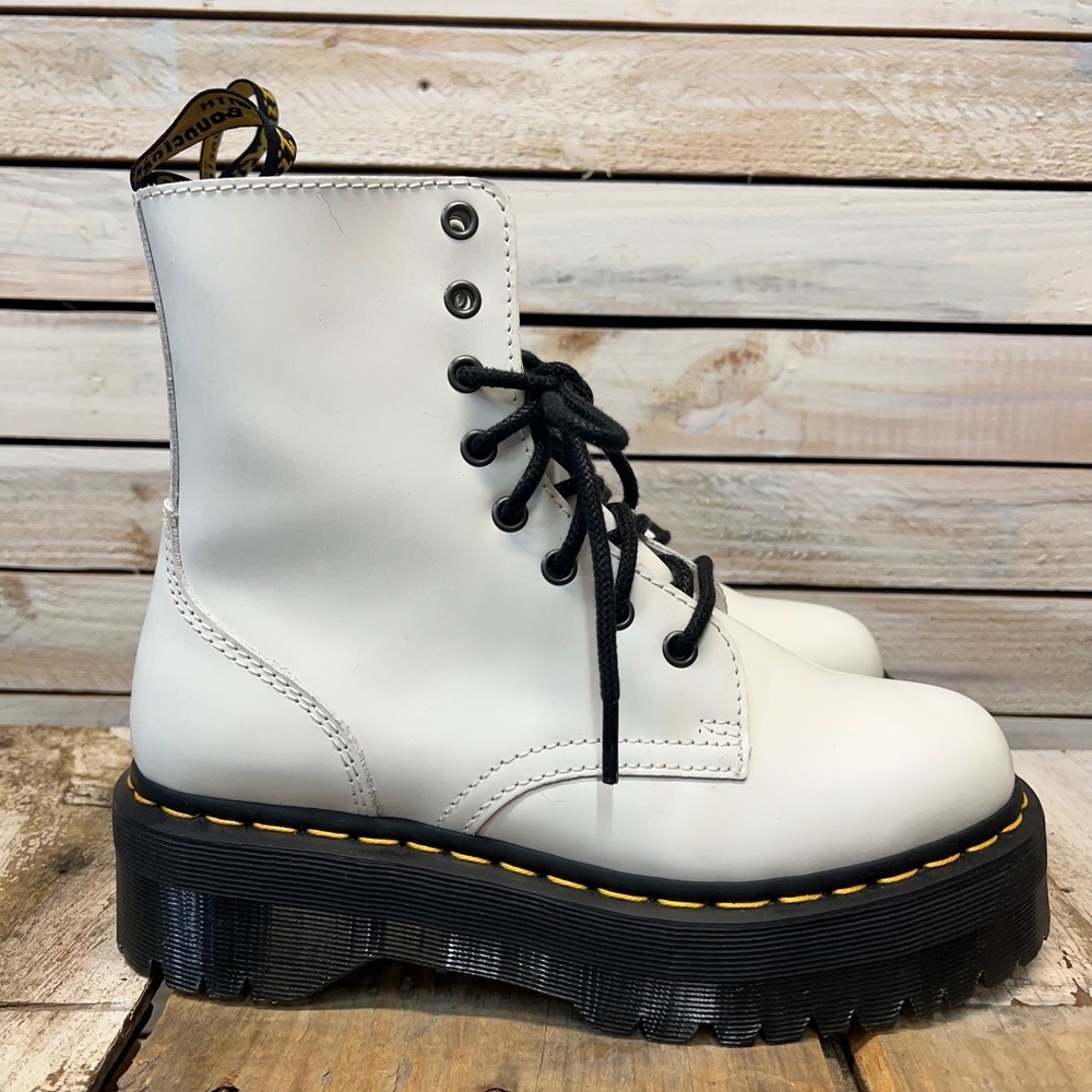 Dr Martens White Leather Jadon Platform Boots Combat Goth W8 M7